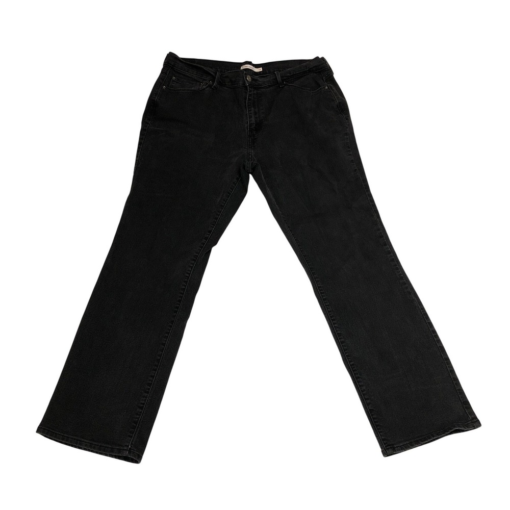 Levis 505 Straight Leg Jeans Womens 16S W33 L27 Black Denim Pants Mid Rise Goth